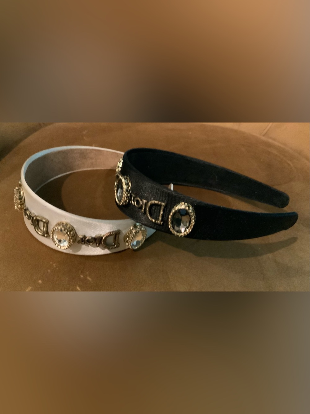 Designer-Inspired Crystal Embellished Velvet Headband (Black or White)